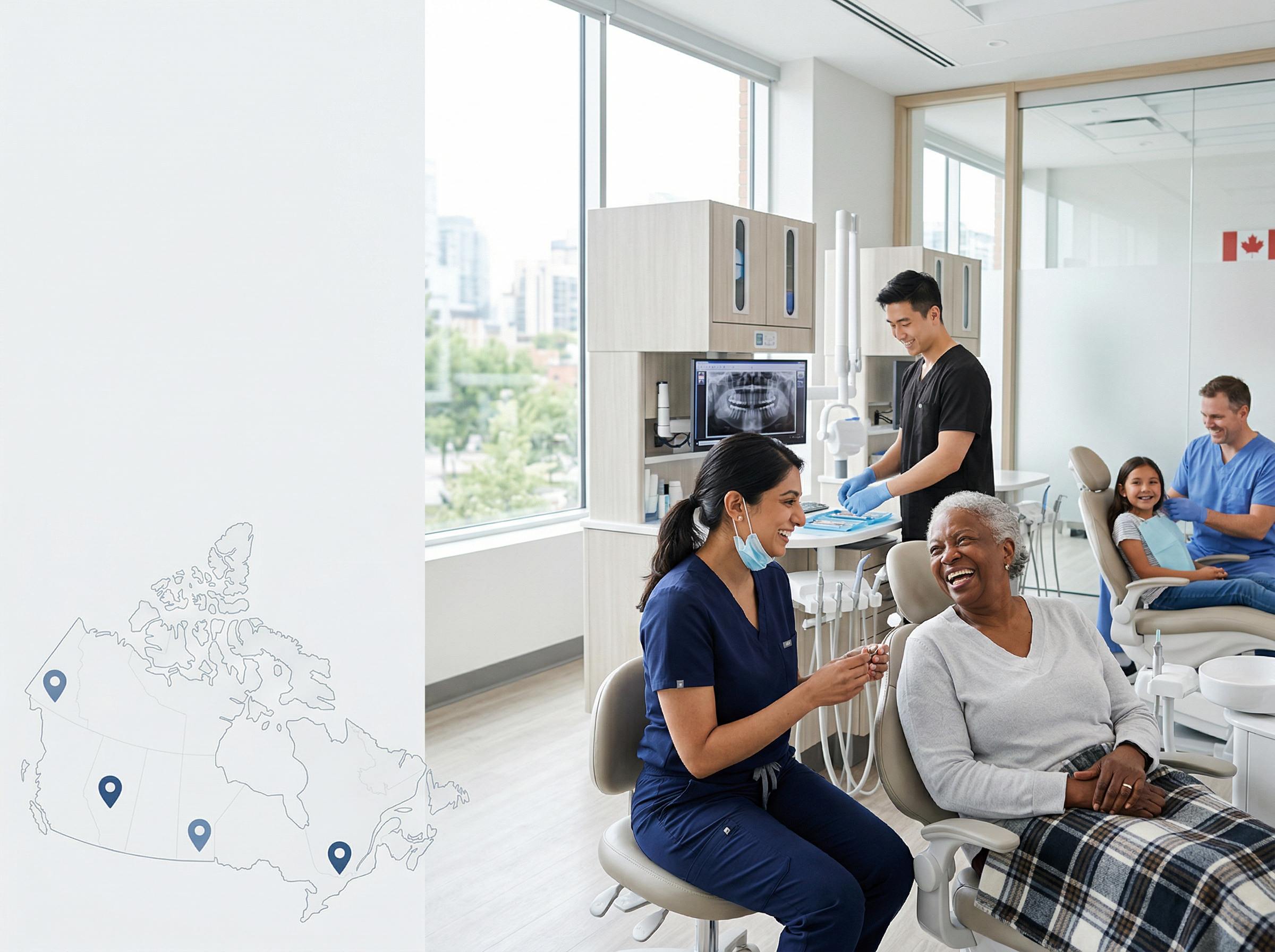 Canadian dental clinic with diverse staff and patients